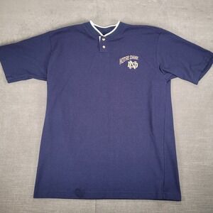 Notre Dame University‎ Vintage Henley Shirt Short Sleeve Cotton Shirt Mens Large
